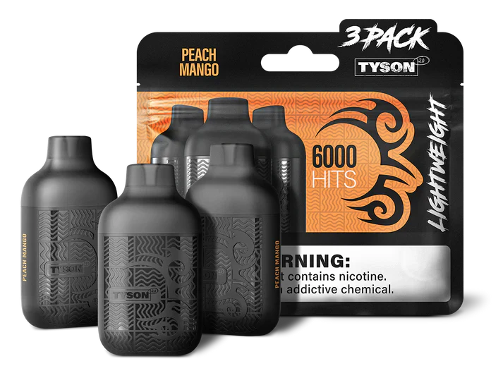 PEACH MANGO TYSON 2.0 VAPE Lightweight 3 Pack